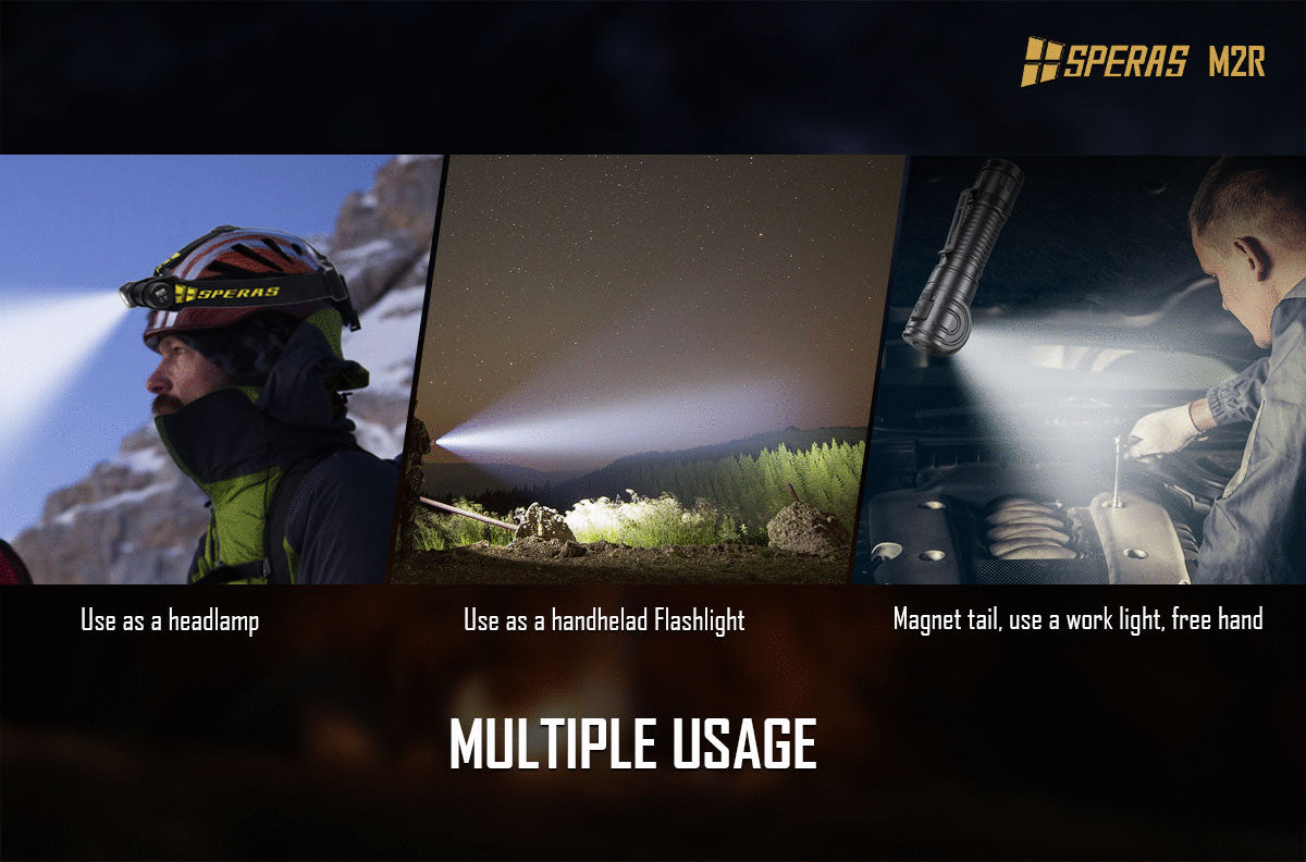 SPERAS FLASHLIGHT, HEADLAMP, BATTERIES & CHARGER