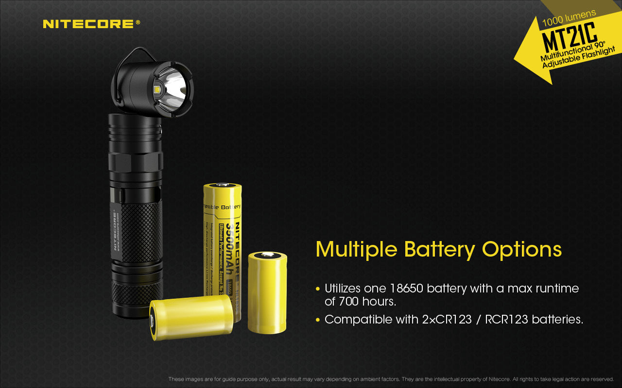 NITECORE MT21C - 1000 lumens (90 deg angle head with hanging loop flashlight)