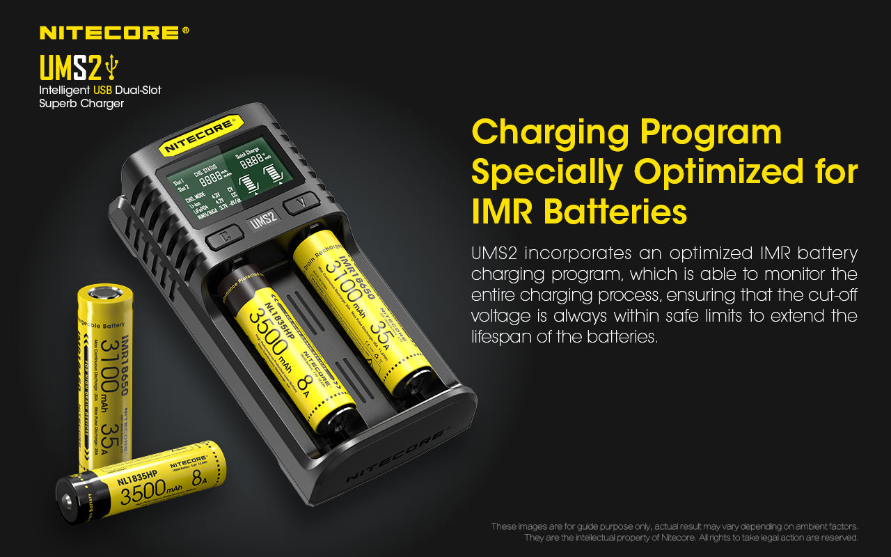 NITECORE UMS2 CHARGER - 3A (REAL-TIME LCD AND SMART DETECTION)