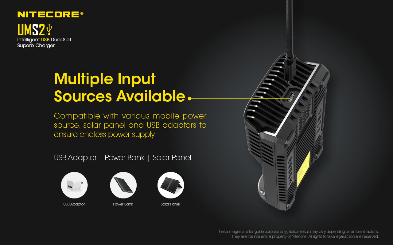NITECORE UMS2 CHARGER - 3A (REAL-TIME LCD AND SMART DETECTION)