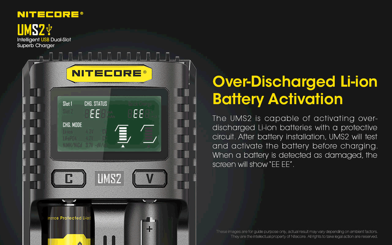 NITECORE UMS2 CHARGER - 3A (REAL-TIME LCD AND SMART DETECTION)