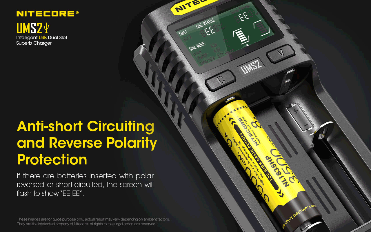 NITECORE UMS2 CHARGER - 3A (REAL-TIME LCD AND SMART DETECTION)
