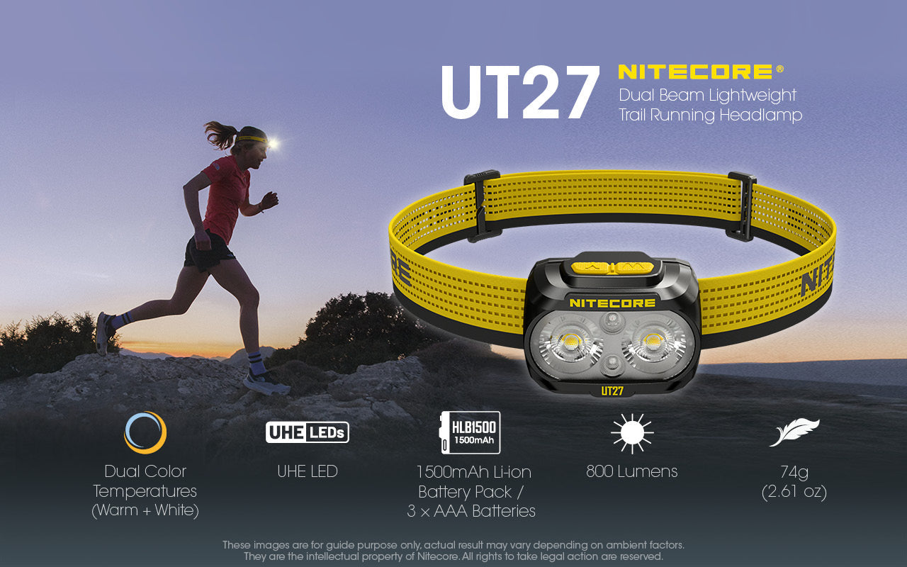NITECORE UT27 PRO (BLACK) HEADLAMP  - 800 LUMENS (1,300MAH RECHARGEABLE LI-ION BATTERY PACK)