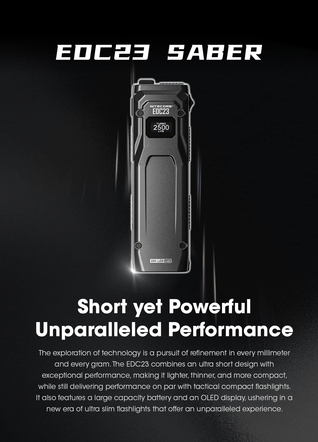 NITECORE EDC23 - 2500 LUMENS FLASHLIGHT (BUILT-IN 1,500mAH RECHARGEABLE BATTERY)