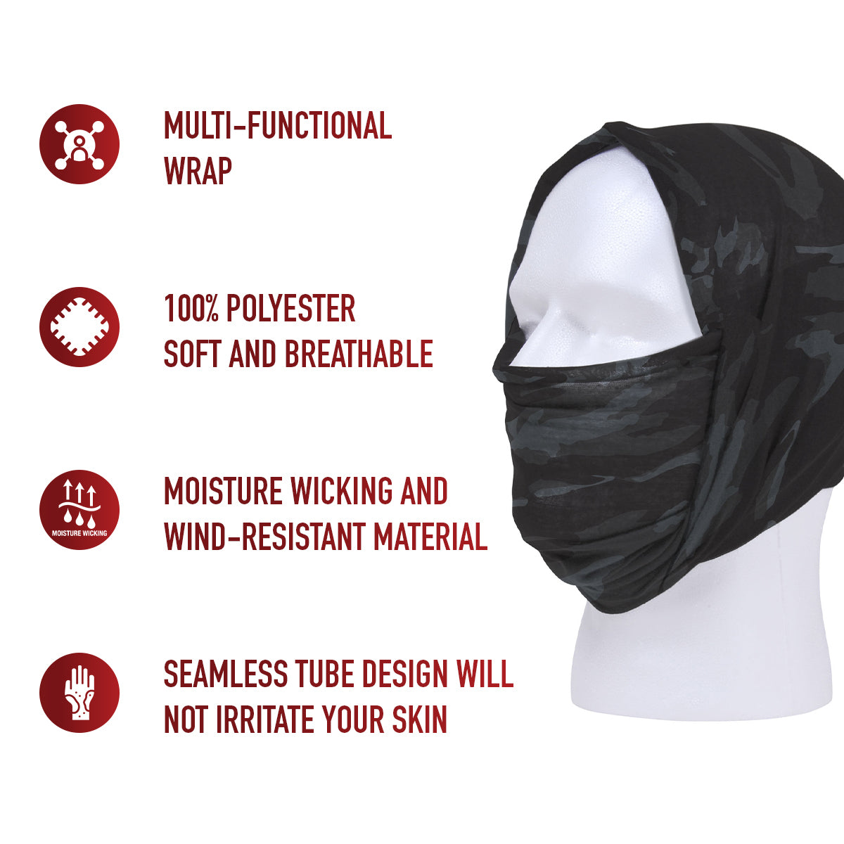 ROTHCO MULTI USE TACTICAL WRAP - BLACK CAMO