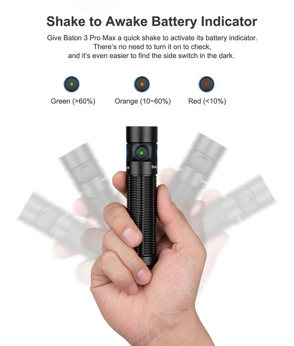 OLIGHT BATON 3 PRO MAX RECHARGEABLE COOL WHITE LED FLASHLIGHT - 2500 MAX LUMENS - BLACK (BOX OPENED BEFORE)