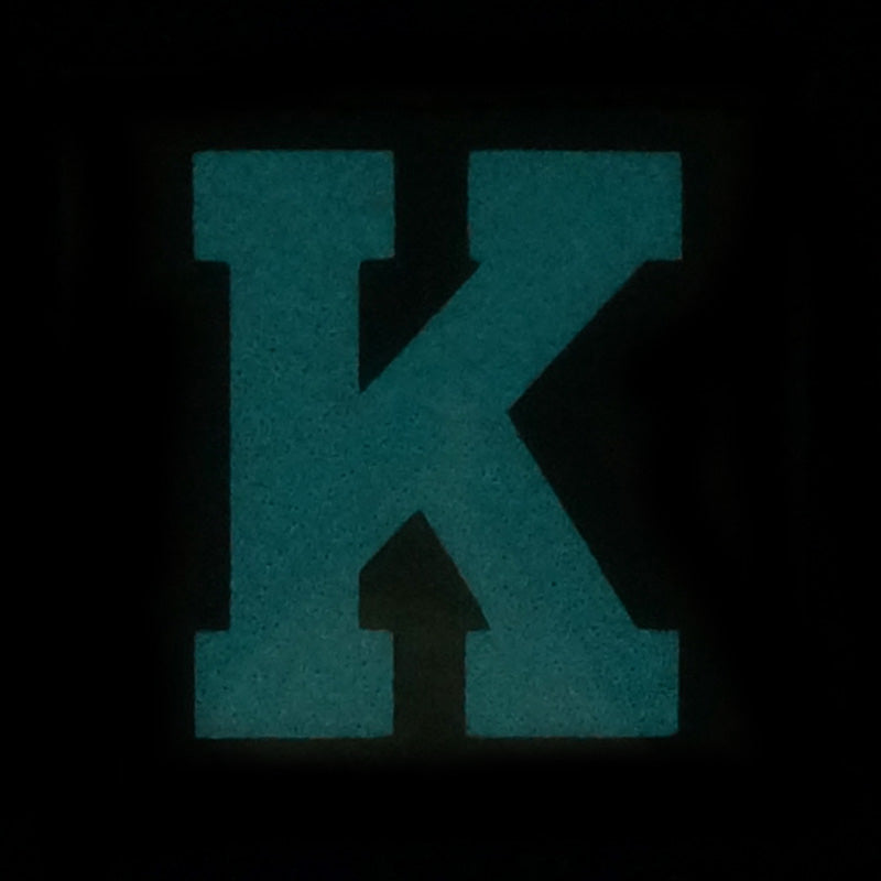 BIG LETTER K PATCH - BLUE GLOW IN THE DARK