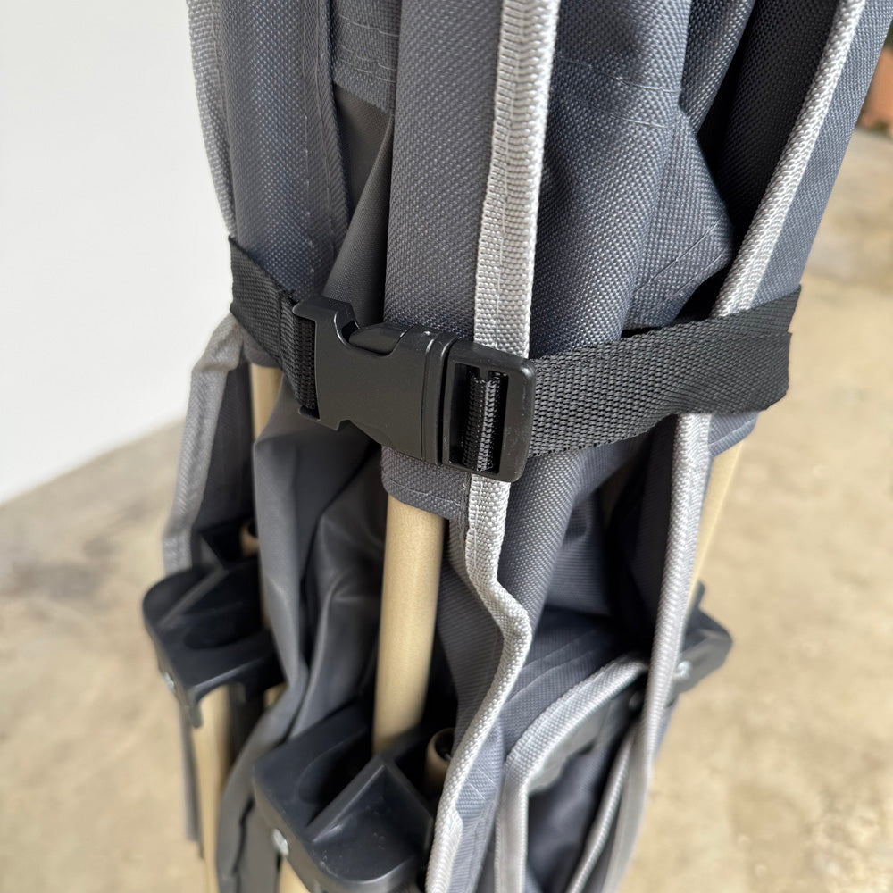 CROSS LEGGED CAMPING SAFARI BED WITH DRAWSTRING CARRYING BAG (GREY)