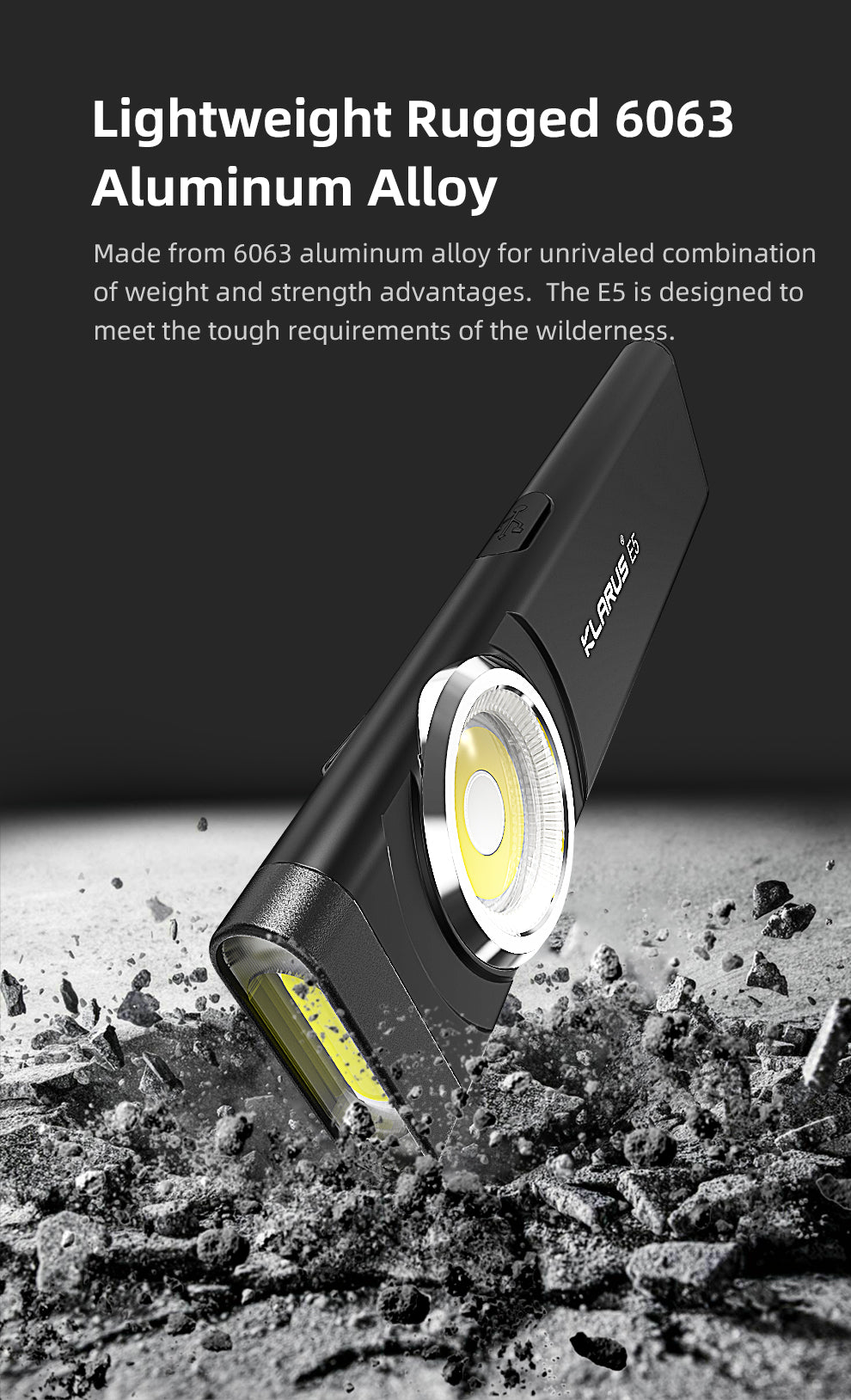 KLARUS E5 MAGNETIC BASE AND DUAL LIGHT SOURCE EDC FLASHLIGHT - 470 LUMENS