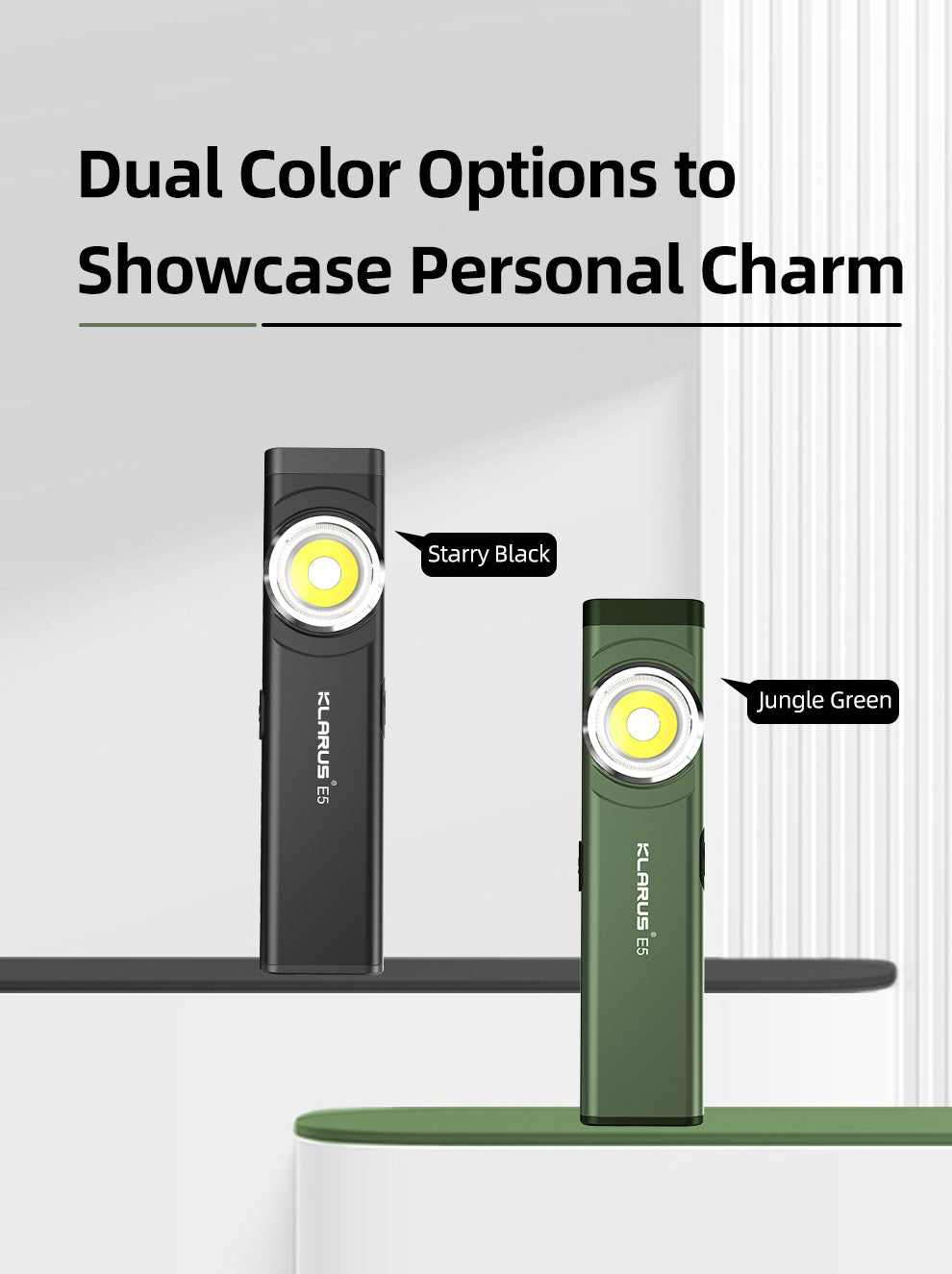 KLARUS E5 MAGNETIC BASE AND DUAL LIGHT SOURCE EDC FLASHLIGHT - 470 LUMENS