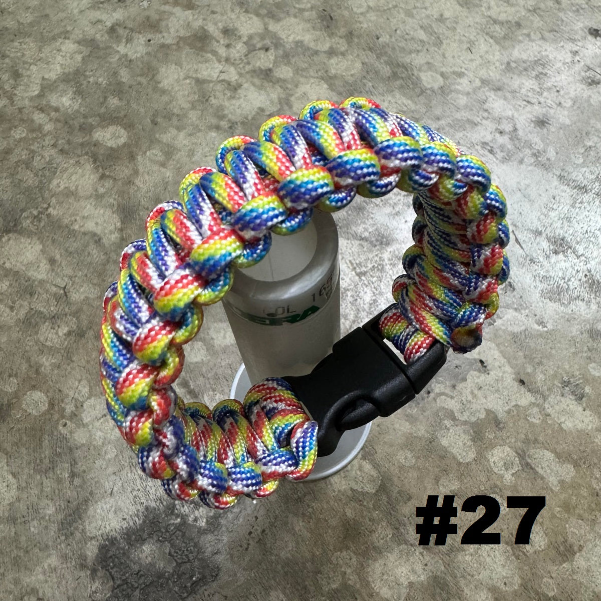 HGS 550 PARACORD 7" SURVIVAL BRACELET WITH PLASTIC CLIP BUCKLE - RAINBOW CAMO (#27)