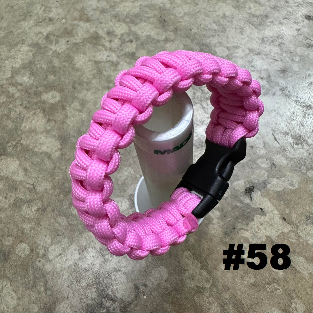 HGS 550 PARACORD 7" SURVIVAL BRACELET WITH PLASTIC CLIP BUCKLE - ROSE PINK (#58)