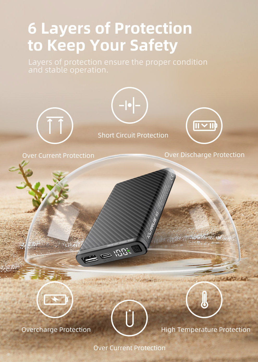 KLARUS K5 CARBON FIBER LIGHTWEIGHT IPX8 WATERPROOF POWERBANK 10000mAh