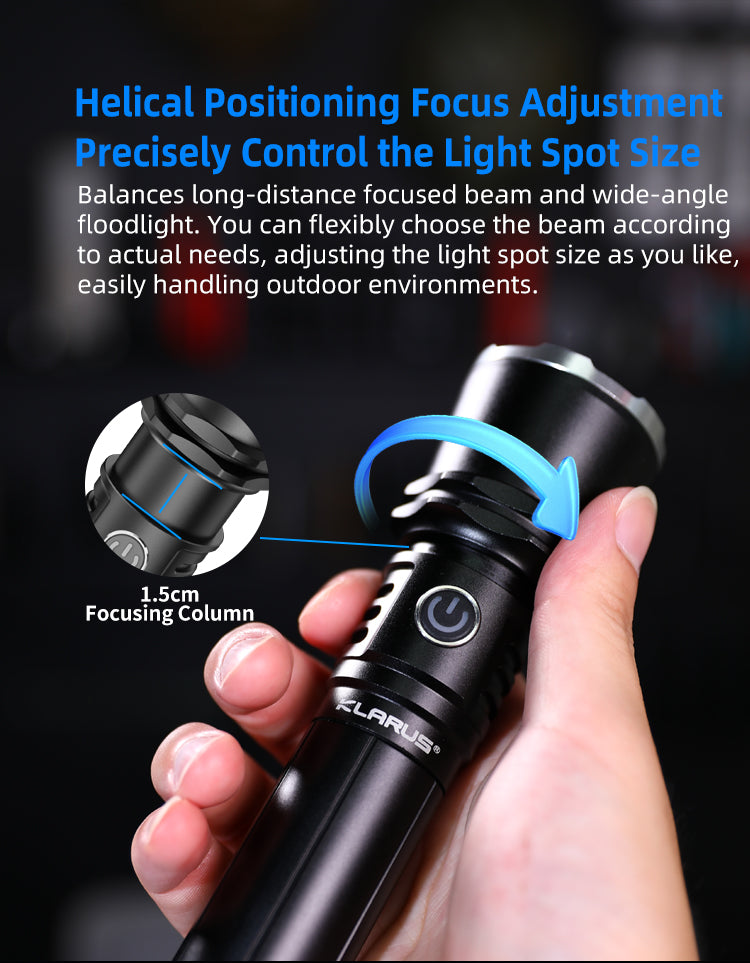KLARUS ZOOMABLE EXTREME OUTPUT FLASHLIGHT A3 - 2200 LUMENS (4000MAH 21700 BATTERY INCLUDED)