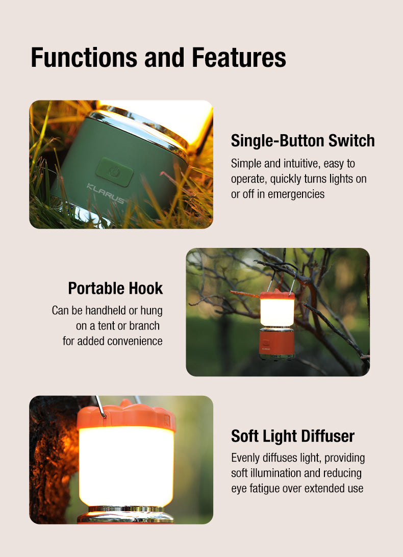 KLARUS CL8 MULTIFUNCTIONAL PUMPKIN CAMPING LANTERN, 2000mAh BUILT-IN BATTERY