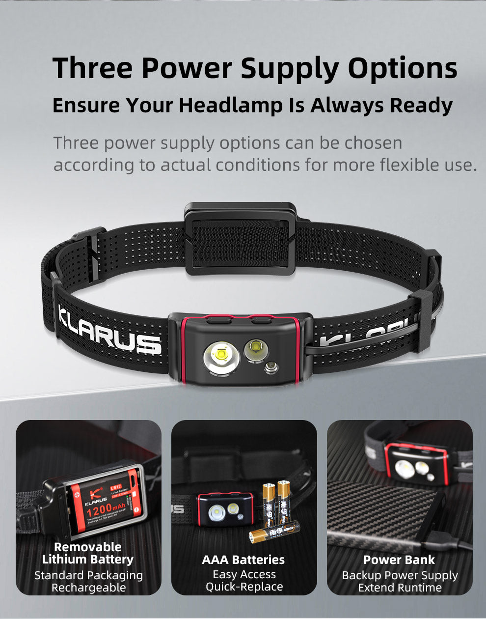 KLARUS HM5 ULTRA THIN LIGHTWEIGHT TRAIL RUNNING HEADLAMP - 800 LUMENS (1200mAh RECHARGEABLE BATTERY)