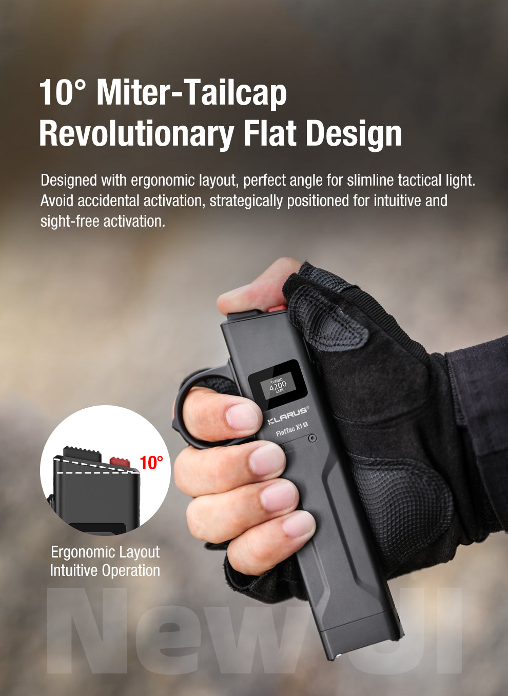 KLARUS ULTRA SLIM TACTICAL FLASHLIGHT FLATTAC X1 - 4200 LUMENS (2150mAh Battery)