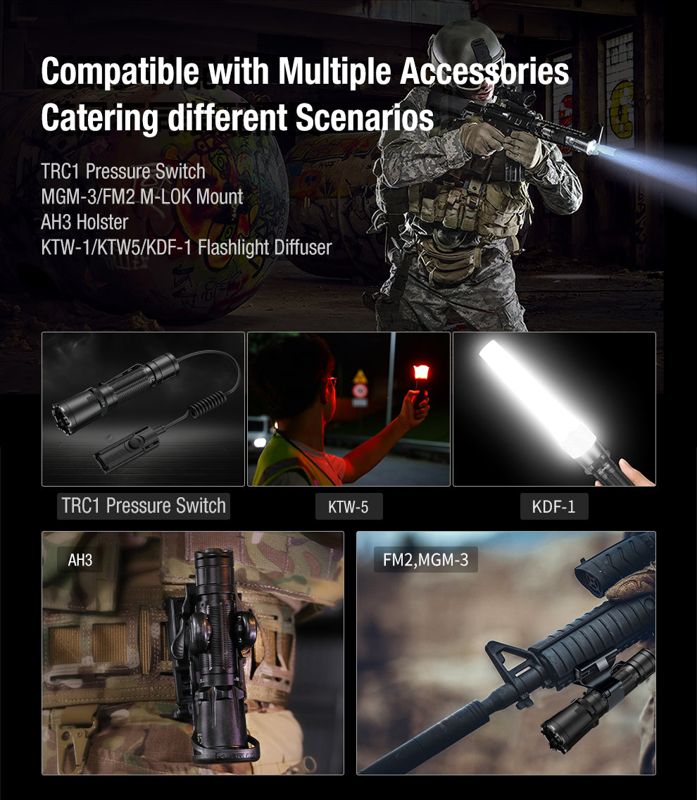 KLARUS XT11GT PRO V3.0 USB-C RECHARGEABLE TACTICAL LED FLASHLIGHT (USES 1 X 18650 INCLUDED) - 3300 LUMENS