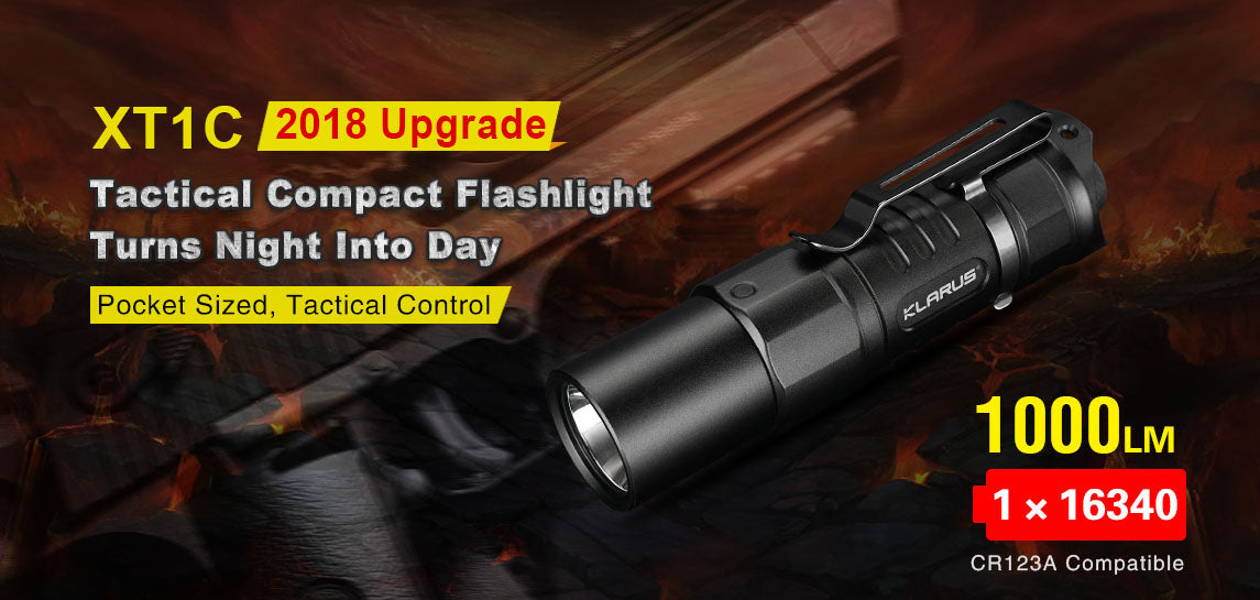 KLARUS XT1C CREE XP-L HD V6 LED - 1000 LUMENS (USES 1 X 16340 (INCLUDED) OR 1 X CR123A)