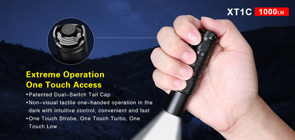 KLARUS XT1C CREE XP-L HD V6 LED - 1000 LUMENS (USES 1 X 16340 (INCLUDED) OR 1 X CR123A)