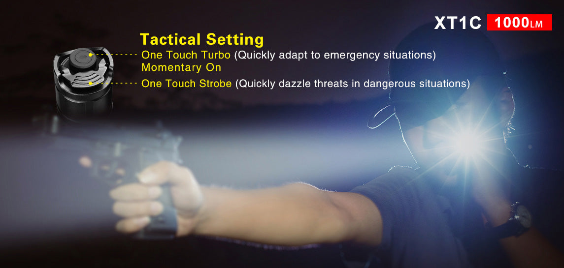 KLARUS XT1C CREE XP-L HD V6 LED - 1000 LUMENS (USES 1 X 16340 (INCLUDED) OR 1 X CR123A)