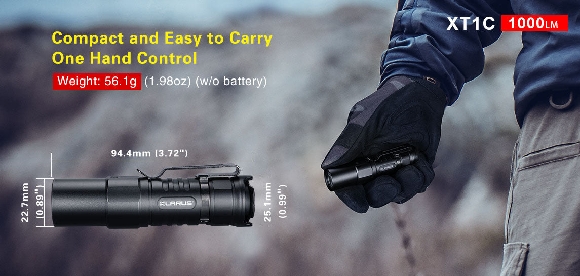 KLARUS XT1C CREE XP-L HD V6 LED - 1000 LUMENS (USES 1 X 16340 (INCLUDED) OR 1 X CR123A)