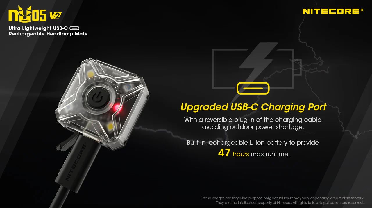 NITECORE NU05 V2 KIT - 40 LUMENS (BUILT-IN 120mAh 3.7V RECHARGEABLE BATTERY)