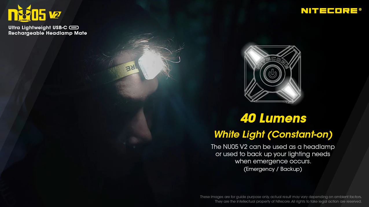 NITECORE NU05 V2 KIT - 40 LUMENS (BUILT-IN 120mAh 3.7V RECHARGEABLE BATTERY)