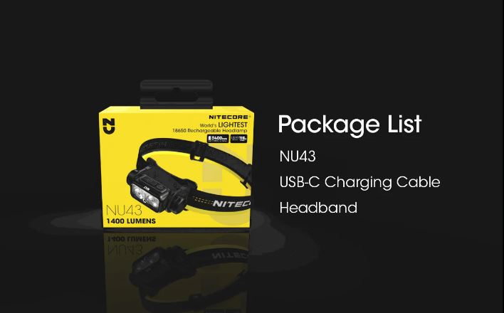 NITECORE NU43 HEADLAMP - 1400 LUMENS (3,400mAh LI-ION RECHARGEABLE BATTERY)