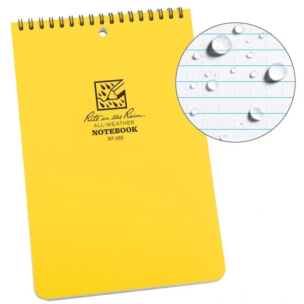 RITE IN THE RAIN TOP SPIRAL NOTEBOOK 6" X 9" - YELLOW (169)