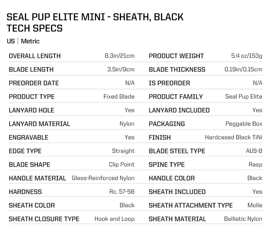 SOG SEAL PUP ELITE MINI FIXED BLADE KNIFE (E37M-BX)