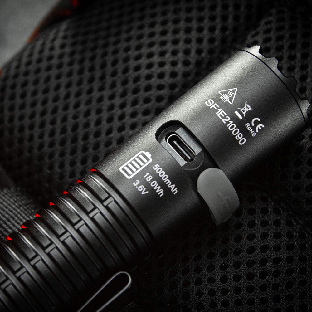 SPERAS E21 EDC TACTICAL 2-IN-1 RECHARGEABLE FLASHLIGHTS 2000 LUMENS, 1 x 21700 (BLACK)