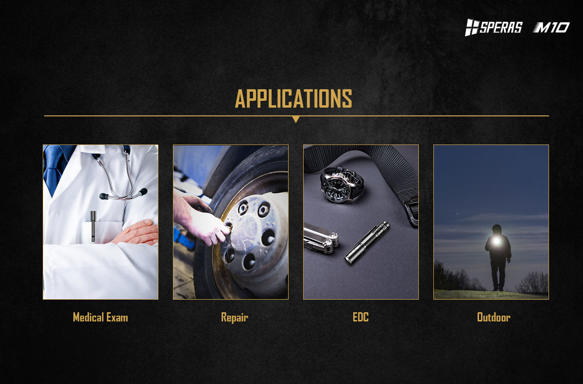 SPERAS M10 SMALL EDC FLASHLIGHT 200 LUMENS, 1 x AAA, 6500K (BLACK)