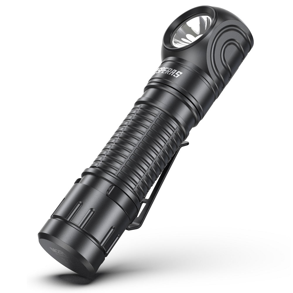 SPERAS M2R RIGHT-ANGLE FLASHLIGHT TYPE-C CHARGING MAGNET TAIL HEADLAMP 1200 LUMENS, 1 x 18650 (BLACK)