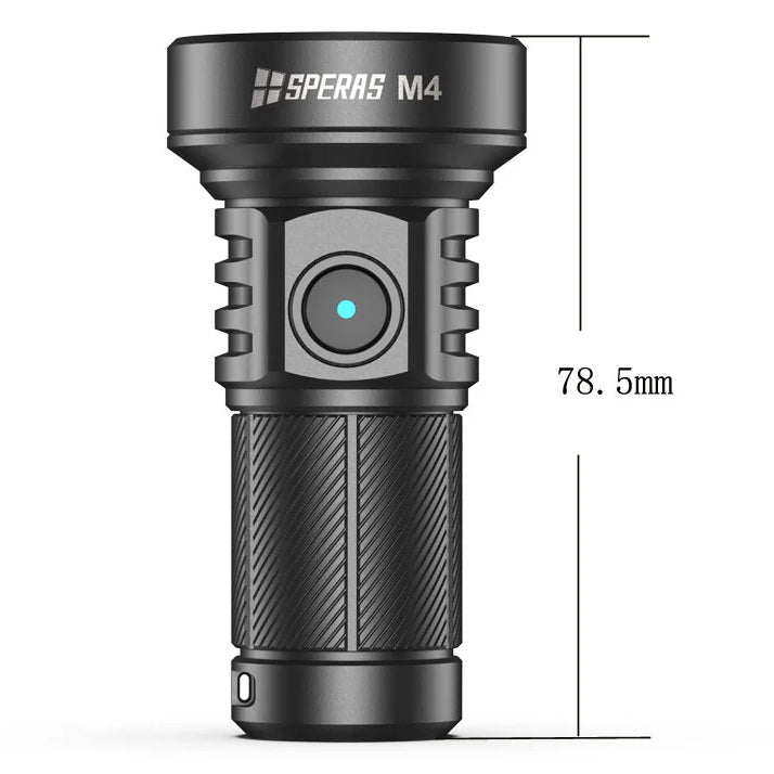 SPERAS M4 MINI RECHARGEABLE FLASHLIGHT 1320 LUMENS 652M THROW, 1 x 18350 BATTERY