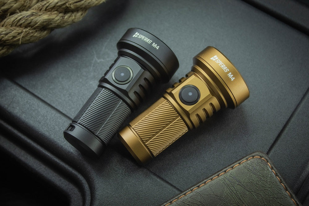 SPERAS M4 MINI RECHARGEABLE FLASHLIGHT 1320 LUMENS 652M THROW, 1 x 18350 BATTERY