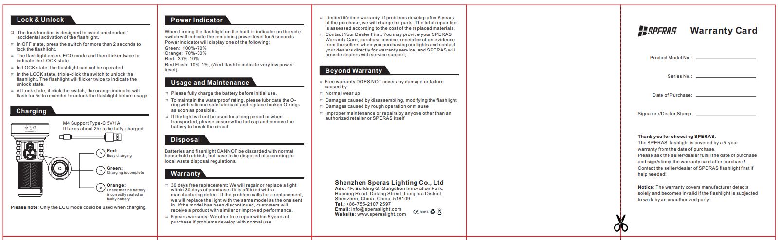 SPERAS M4 MINI RECHARGEABLE FLASHLIGHT 1320 LUMENS 652M THROW, 1 x 18350 BATTERY