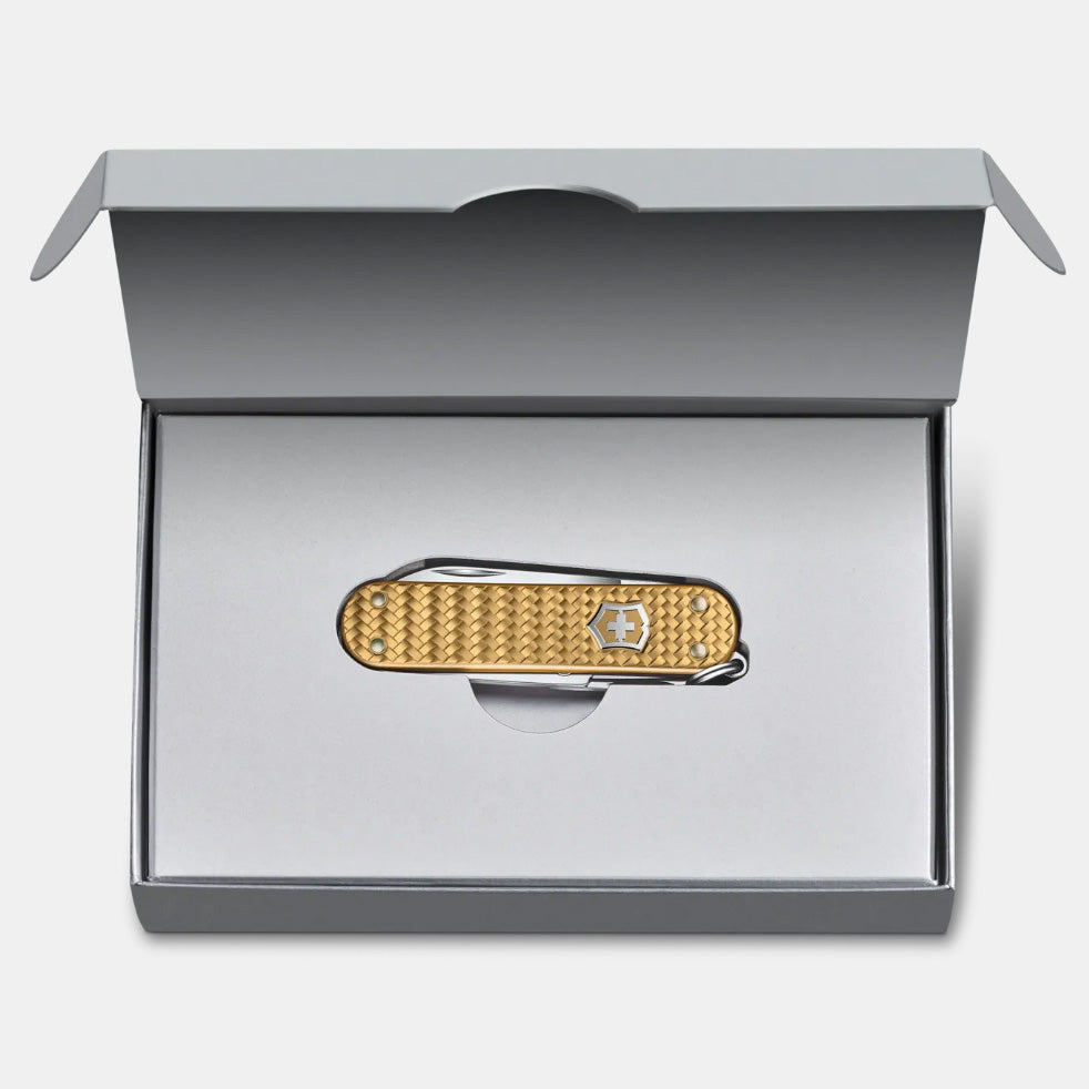 VICTORINOX CLASSIC PRECIOUS ALOX 58MM WITH GIFT BOX - BRASS GOLD