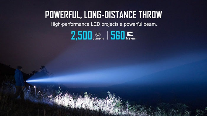 OLIGHT WARRIOR X 3 RECHARGEBALE TACTICAL LED FLASHLIGHT - 2500 LUMENS - INCLUDES 1 X 21 700 - BLACK