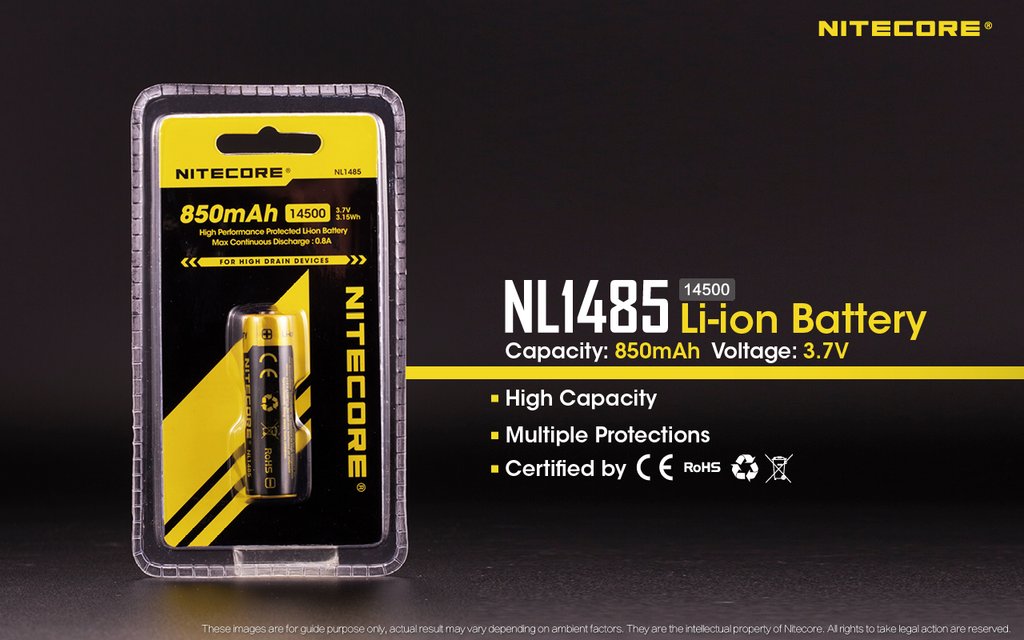 NITECORE NL1485 BATTERY 14500 - 850mAh (OLD STOCK CLEARANCE)
