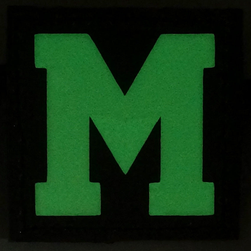 BIG LETTER M GITD PATCH - GLOW IN THE DARK