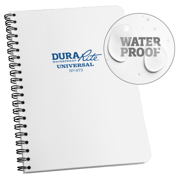 RITE IN THE RAIN WATERPOOF (DURARITE) SIDE SPIRAL 4.625" X 7" NOTEBOOK - WHITE