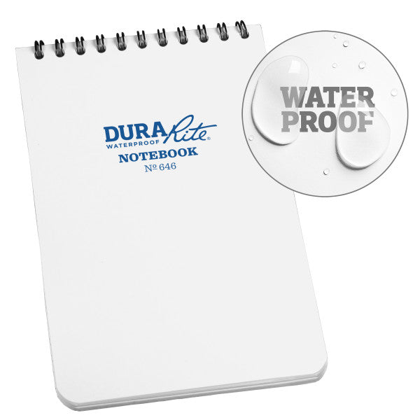 RITE IN THE RAIN WATERPROOF (DURARITE) TOP SPIRAL 4" X 6" NOTEBOOK - WHITE (646)