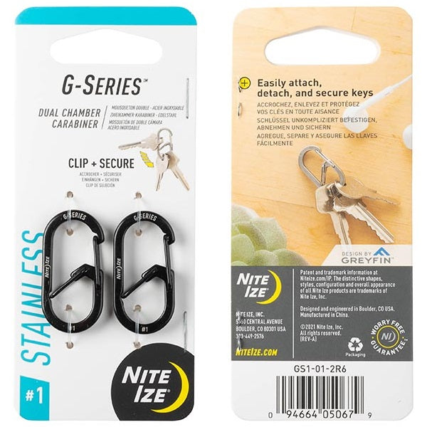 NITEIZE G-SERIES DUAL CHAMBER CARABINER #1 (2-PACK) - BLACK