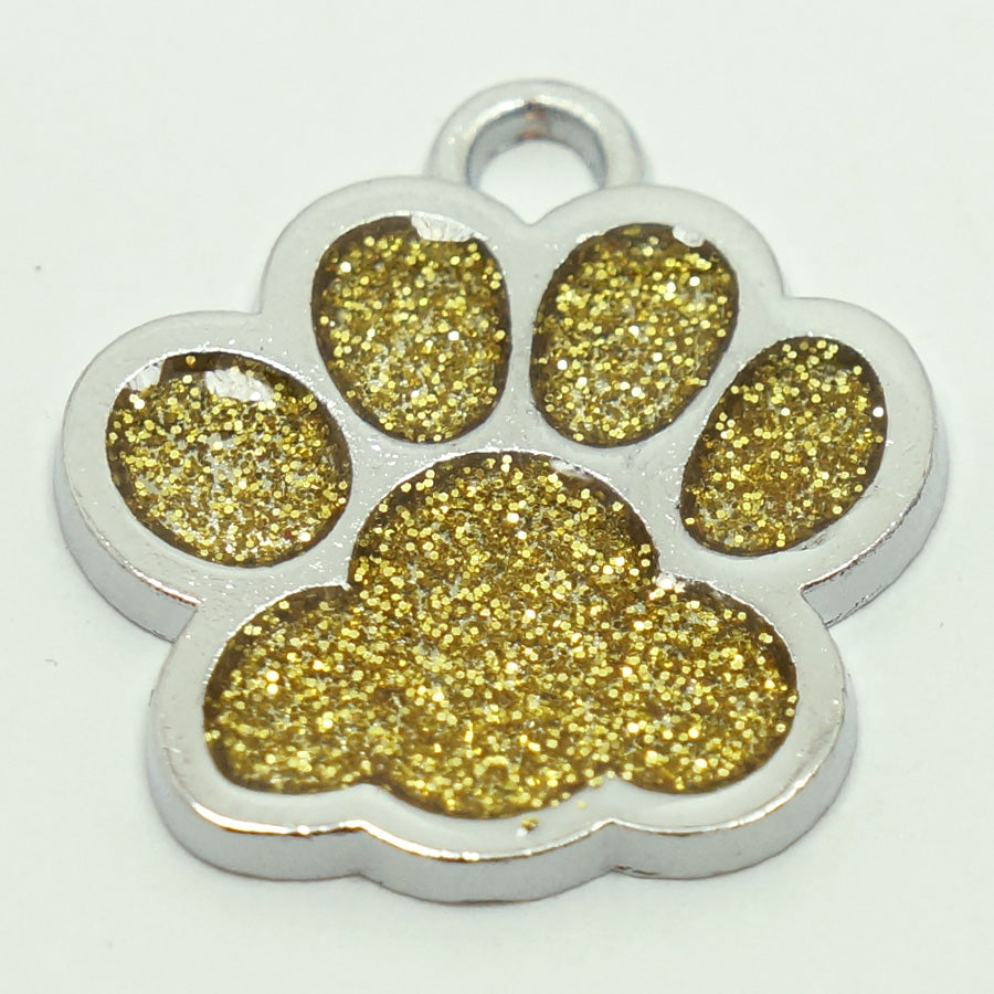 GLITTER PAW PRINT ZINC ALLOY PET TAG - 2019 VERSION