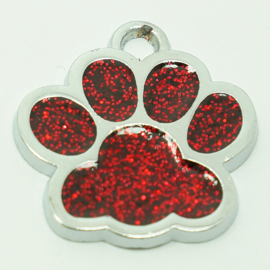 GLITTER PAW PRINT ZINC ALLOY PET TAG - 2019 VERSION