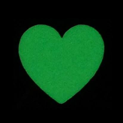 1 INCH HEART PATCH - GLOW IN THE DARK