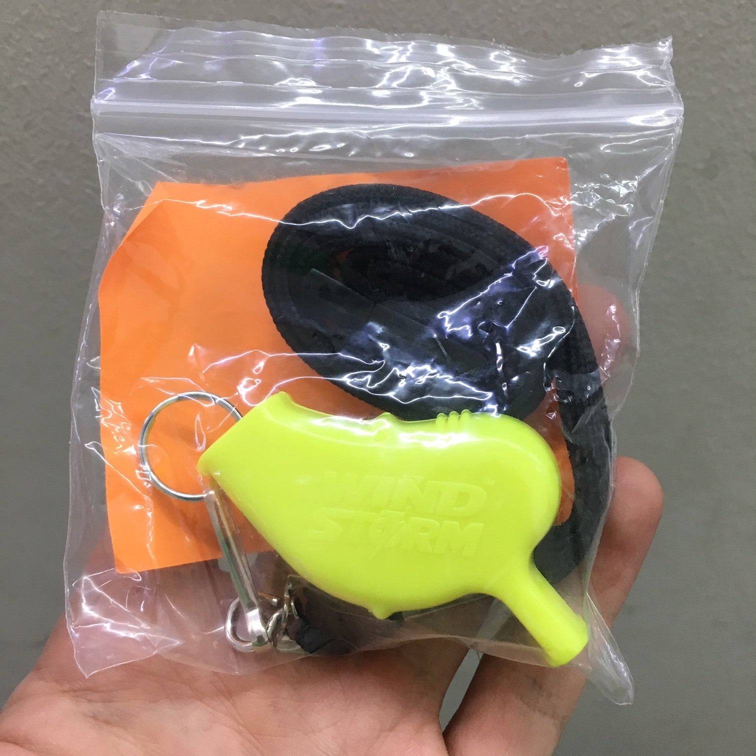 WINDSTORM SAFETY WHISTLE WITH LANYARD - YELLOW