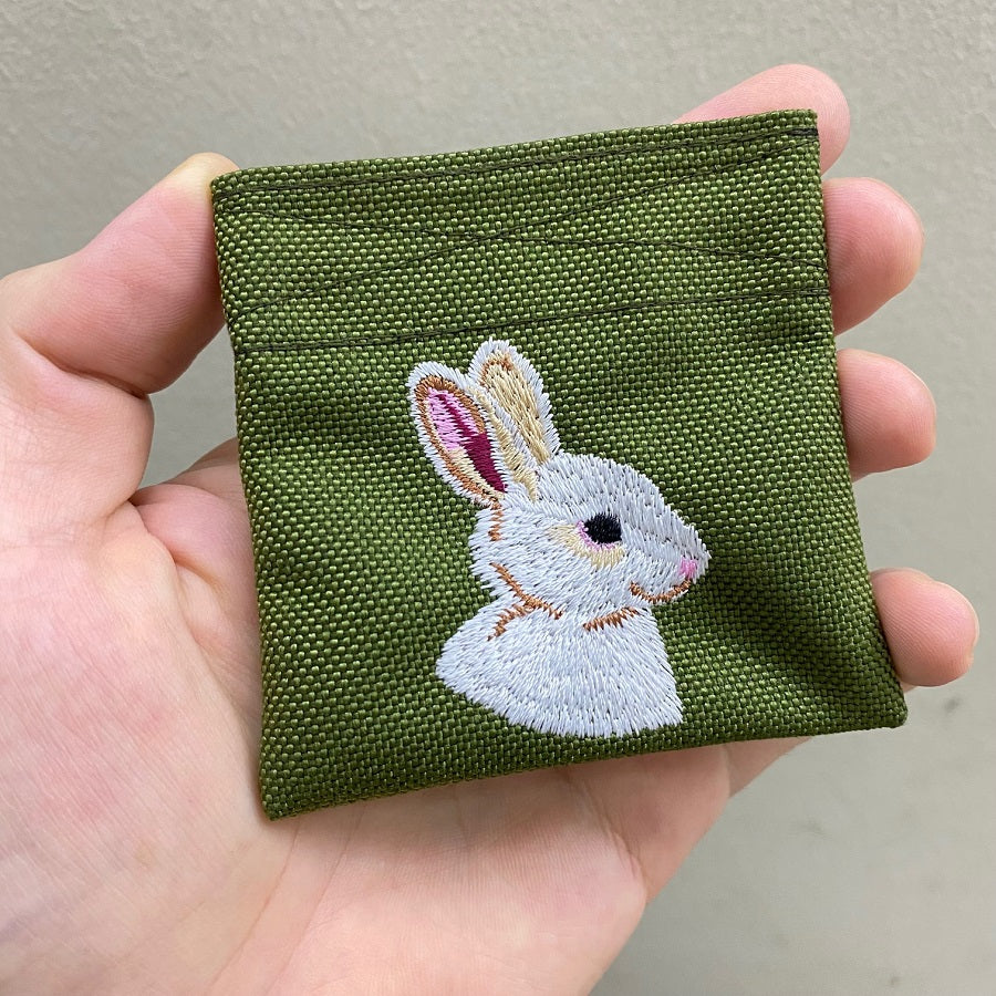 MIL-SPEC COIN PURSE WITH RABBIT EMBROIDERY - OD GREEN