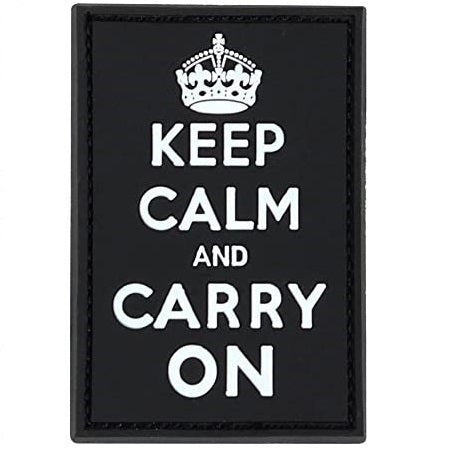 KEEP CALM & CARRY ON PVC PATCH - BLACK